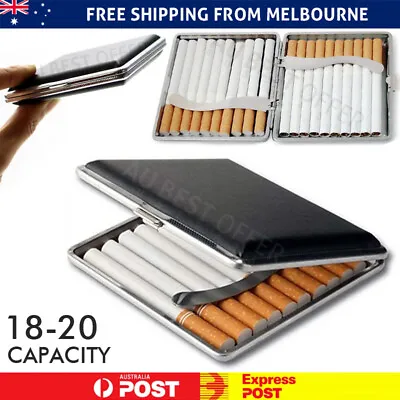 Stainless Steel Cigarette Tobacco Case PU Cigar Pocket Slim Pouch Holder Box AU • $6.92