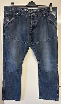 ZE ENZO 989 Men’s Blue 42R Straight Leg Fashion Jeans 42” Waist & Inside Leg 31” • £7.50