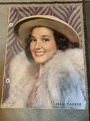 JEAN PARKER Sunday News 1/26/41 ORIGINAL COLOR PORTRAIT OLD HOLLYWOOD  • $33