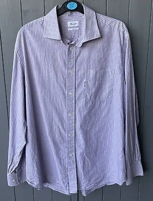 FACONNABLE CLUB PINSTRIPE LONG SLEEVE BUTTON UP SHIRT 100% COTTON Size 42. • £24.99