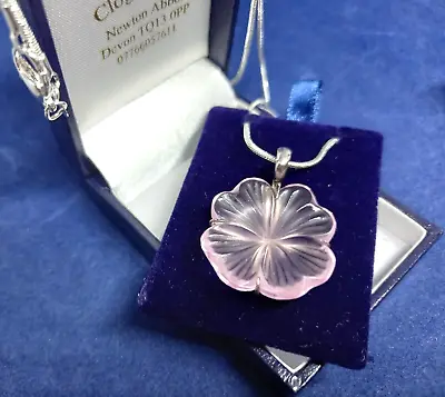 Lalique Crystal Pendant Stunning Flower Head & Sterling 925 Chain New Boxed • £175