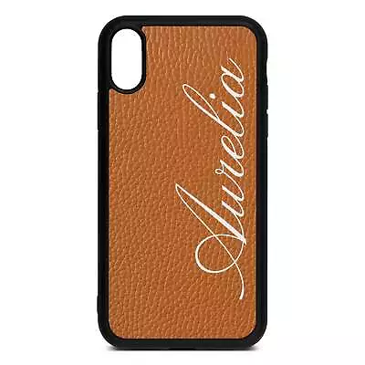 Personalised Text Pebble Leather Tan IPhone Case For IPhone 15 14 13 12 11 • £15