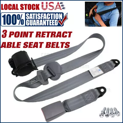 1set 3-Point Retractable Adjustable Safety Seat Belt Straps Car Vehicle Belt Kit • $37.71