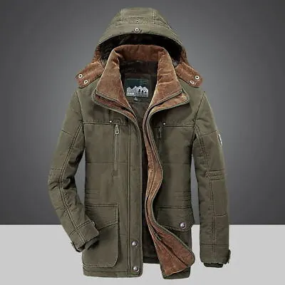 Men Fleece Lined Winter Warm Coat Mens Long Sleeve Padded Coat Thicken Jacket • $61.21