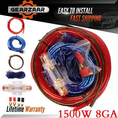 For Car Audio Cable 1500W Amp Amplifier Install RCA Subwoofer Sub Wiring 8 Gauge • $6.29