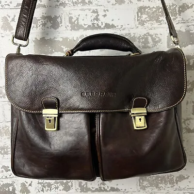 Vera Pelle Satchel Gregorio Luxury Leather Business Bag Brief Case Vtg Weathered • $89.95