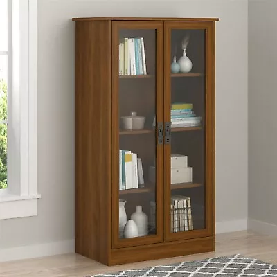 Cherrywood 4 Shelf Glassdoor Bookcase Woodgrain Showcase Wall Anchored Cabinet  • $229.09