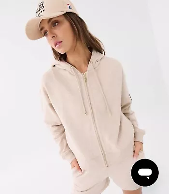 PE Nation Warm Grey Marl Reset Hooded Jacket Size M Front Zipper Organic Cotton • $45