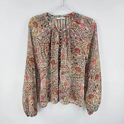 Sheike Top 10 Long Sleeve Floral Button Up Multicoloured Sheer Blouse Ladies • $21.99