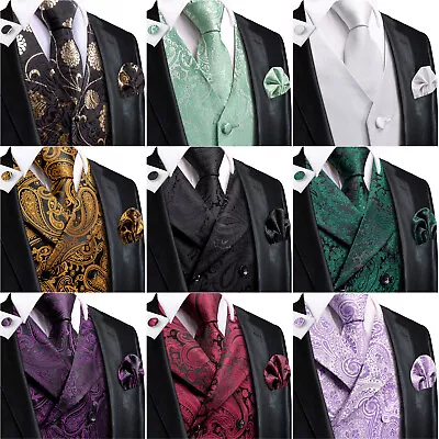 Mens Formal Waistcoat Double-Breasted Herringbone Vest Vintage For Wedding • $19.99