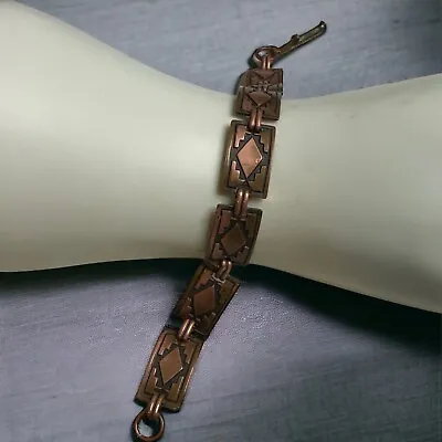 Vintage Native American Copper Link Bracelet 6” • $16