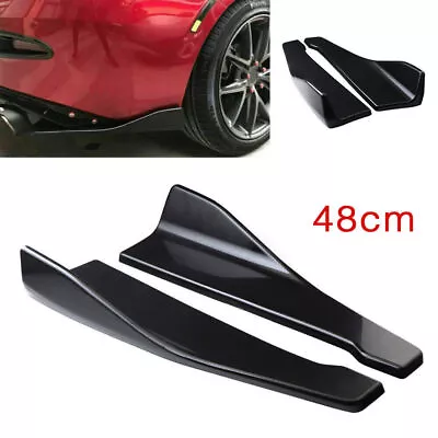 Universal Car Rear Bumper Lip Diffuser Splitter Canard Protector Glossy BLACK • $6.99