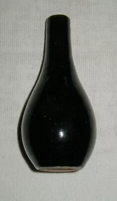 Vintage Art Pottery Bud Vase Signed Drl Solid Black Glaze 6.25 Inches • $9.99