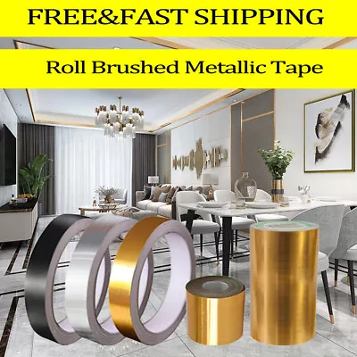 50M Self-Adhesive Roll Brushed Metallic Gold Silver Strip Stickers Tape Wall  • £7.88