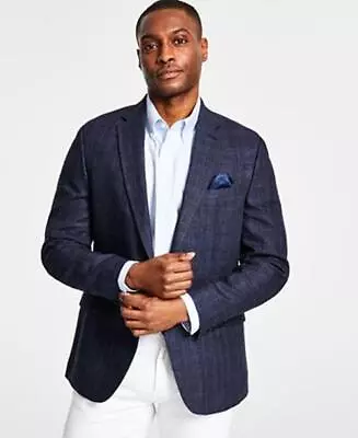 Bar III Men's Slim-Fit Windowpane Sport Coat Navy 40S • $48.24