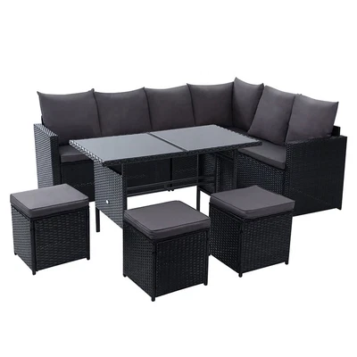 $810 • Buy Gardeon Outdoor Furniture Dining Setting Sofa Set Wicker 9 Seater Storage Cover