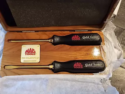 Mac Tools 24k Gold 2002 Limited Edition Screwdrivers Set Of 2 & Wood Box Philips • $75