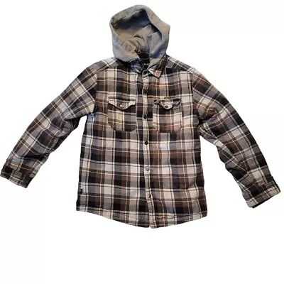 Matix Hoodie Jacket Black Brown Multicolor Plaid Lined Long Sleeve Button Size M • $19.95