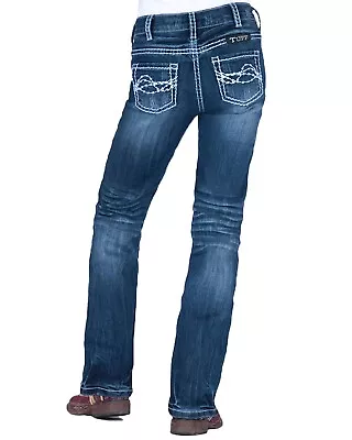Cowgirl Tuff Girls' Edgy Bootcut Jeans Blue 16 REG • $51.84