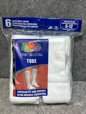 Fruit Of The Loom Tube Socks Mens 6-12 Soft Cotton Smooth Toe Seam Vintage White • $29.99