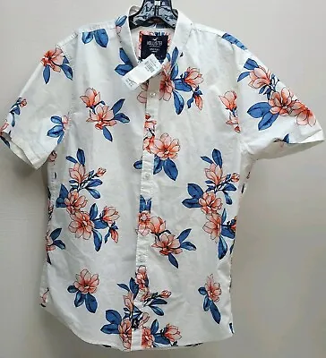 Hollister Epic Flex Stretch Tropical Hawaiian Floral Print Men's Shirt Sz Medium • $17