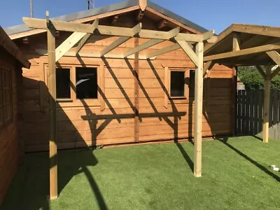 Heavy Duty Wood Timber Garden Patio Gazebos/LEAN-TO PERGOLAS • £332