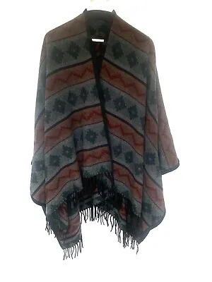 Ladies Vintage Cape Wool Blend Navajo Aztec Blanket Long One Size S-M-L • £25
