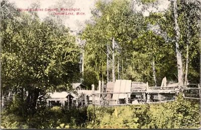 Vintage Postcard Indian Burning Ground Manistique Indian Lake Michigan MI A11 • $4.99