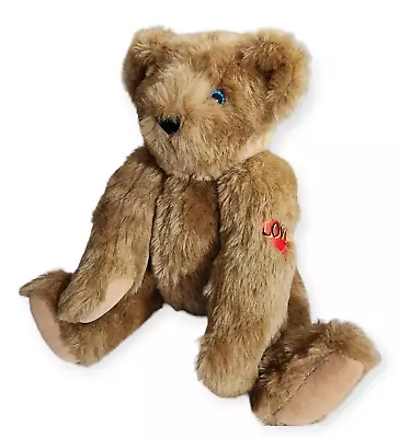 Vermont Teddy Bear Brown Fur Heart Love Tattoo Jointed Stuffed Animal Plush USA • $28