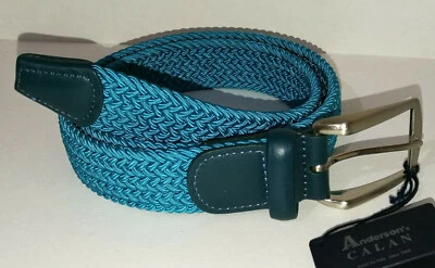 £59.99 • Buy ANDERSONS ITALIAN WOVEN BLUE LEATHER STRETCH MENS BELT HANDMADE 80cm 30  BNWT