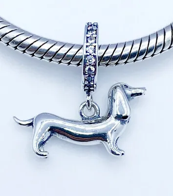 💖 Dachshund Charm Pendant Dog Pet Animal CZ Genuine 925 Sterling Silver 💖 • £17.89