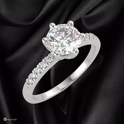 1.70 Ct Round Lab Grown Diamond Engagement Ring 14K White Gold GIA Authenticity • $1199