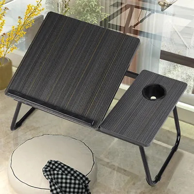 Adjustable Bed Tray With Folding Legs Serving Breakfast Lap Tray Table Slot UK • £13.94