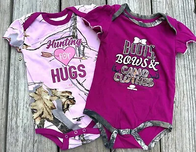 Baby Girls Mossy Oak Bodysuit 18 Months Pink Camo Outfit Set 2pc 0028 • $9.74