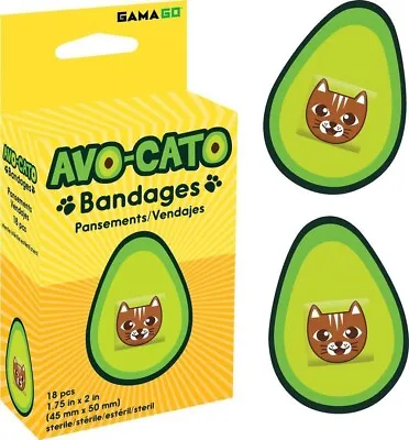 Avo-Cato Avocado Cat Pattern Self-Adhesive Fun Novelty Bandages 18pcs • $8.14