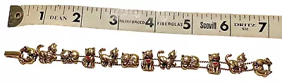 Avon Vintage 7” Goldtone Cat & Mouse Slide Charm Bracelet-For Cat Lovers ❤️ • $16.50