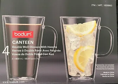 Bodum Canteen Double Wall Mugs 4-pc Set Dishwasher Microwave Safe Heat Resistant • $25