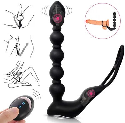 Remote-Male-Prostate-Vibrator-Anal-Butt-Plug-Cock Ring Massager-Sex-Toy-Couples • $24.59