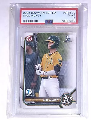 Max Muncy 2022 Bowman 1st Edition Prospect Card #BPPF-89 Oakland A's PSA 9 • $0.99