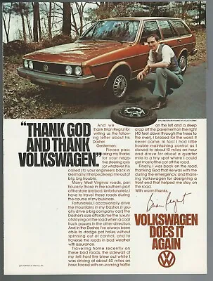1978 VOLKSWAGEN DASHER Advertisement VW Dasher Wagon Flat Tire Print Ad • $7.67