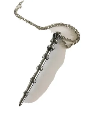 Harry Potter Necklace Elder Wand 24  Long Silver Tone Chain Cosplay Magic Wand • $9.99