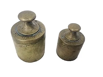 2- Antique Brass Weights Apothecary E.J. For Scale 200 & 100 Grams  • $39