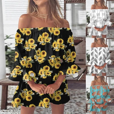$31.79 • Buy Summer Dresses For Women Vintage Print Beach Sexy Off Plus Size Shirt Dress