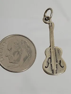 Vintage .925 Sterling Silver Guitar 3D Bracelet Charm 1.8g Estate Music Cute • $14.95