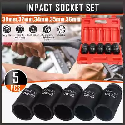 1/2  Drive Deep Impact Axle Hub Nut Socket 30mm 32mm 34mm 35mm 36mm Sockets 5PCS • $33.85