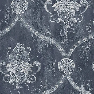 CS35601 - Classic Silks 3 Damask Blue White Galerie Wallpaper • £37.95