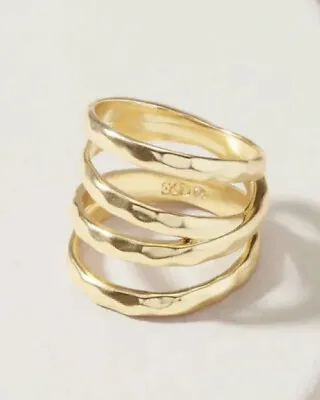 $42.99 • Buy Stella And Dot Essential Hammered Gold Plated Multi Band Ring Size 5 & 6 Avail