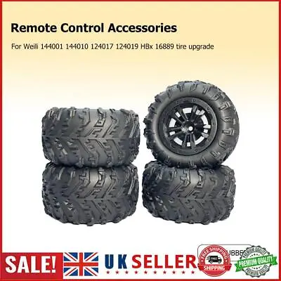 85mm Tires Tyres 12mm Hex Hub Rubber RC Car Wheel Tires For Wltoys 144001 144010 • £12.14