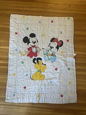 Disney Baby Mickey Mouse Minnie Pluto Crib Vintage Blanket Comforter 40”x 31” • $52.50