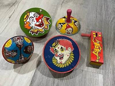 Vintage Lot Of 5 USA Made Clown Party Noise Makers Metal Tin Kirchhof & Others • $25